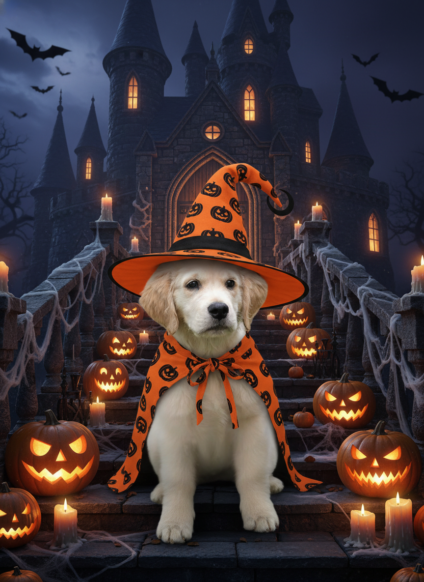 万圣节狗狗南瓜城堡